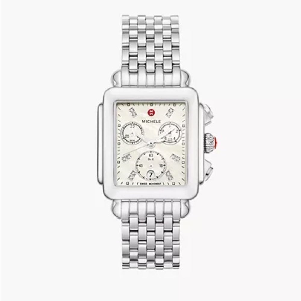 Michele Silver Deco Diamond watch